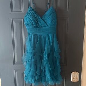 Blue Ruffled Pearl Culture Dress